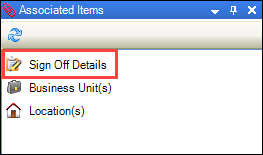 Sign Off Details option