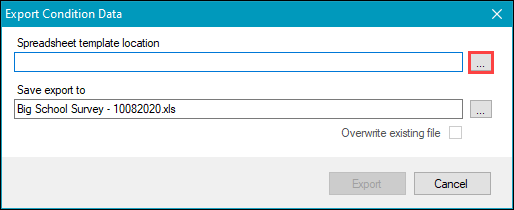 Spreadsheet template location field button