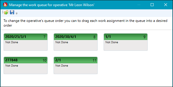 Manage the work queue for operative window