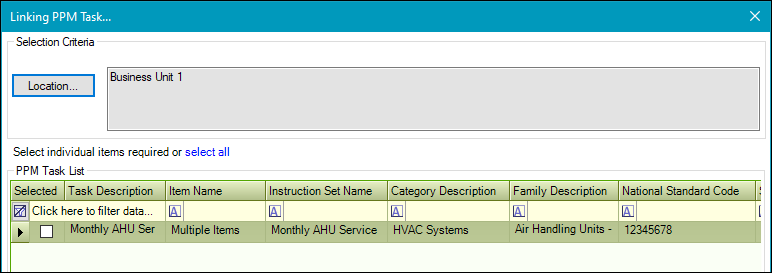 PPM tasks listed