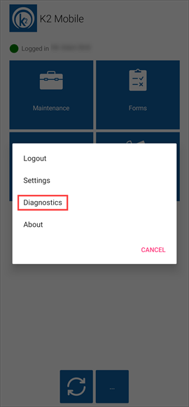 Diagnostics button