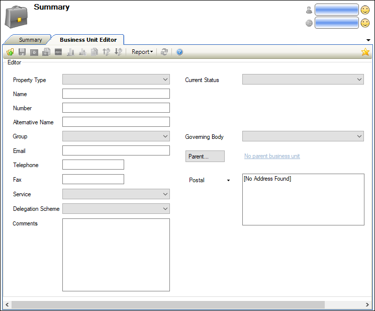 Business Unit Editor