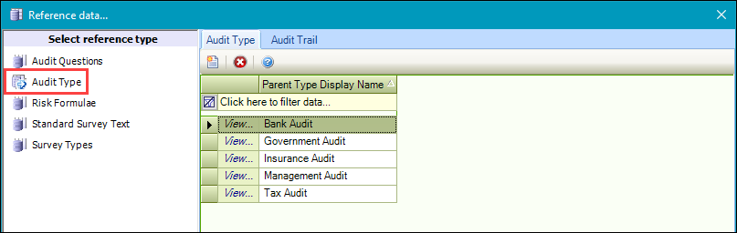 Audit Type reference data