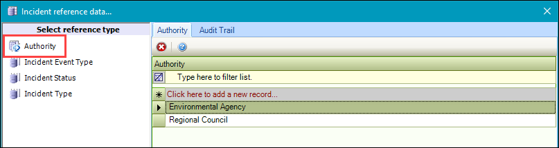 Authority reference data