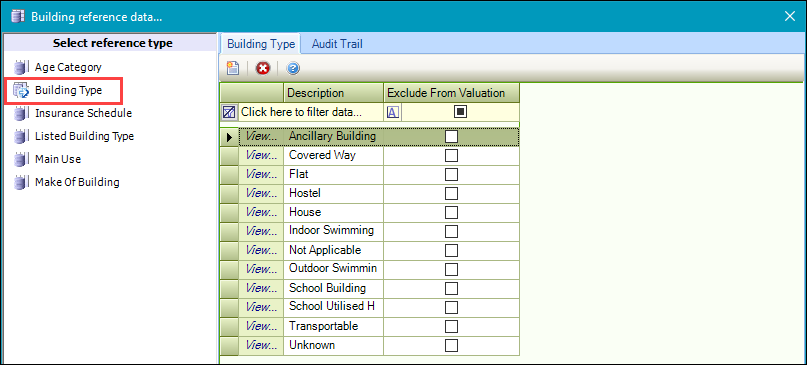 Building Type reference data