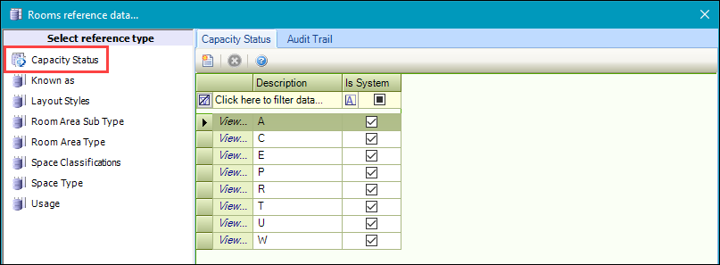 Capacity Status reference data