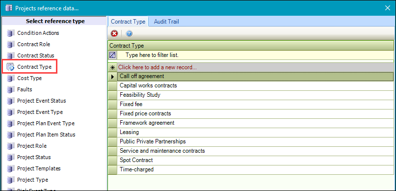 Contract Type reference data