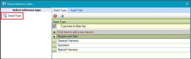 Deed Type reference data