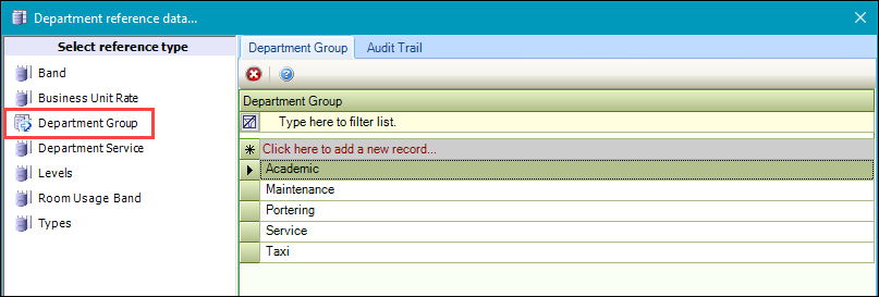 Department Group reference data