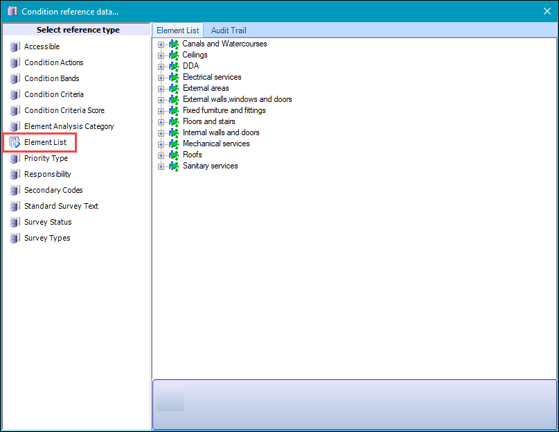 Element List reference data