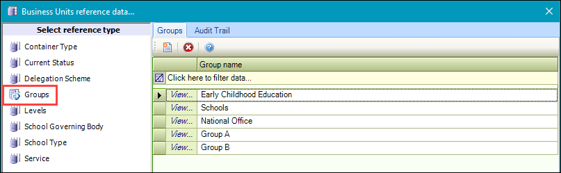 Groups reference data