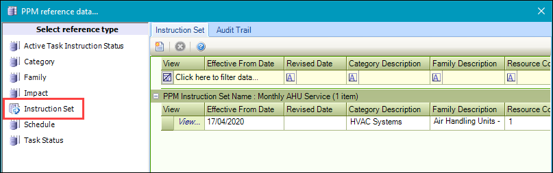 Instruction Set reference data