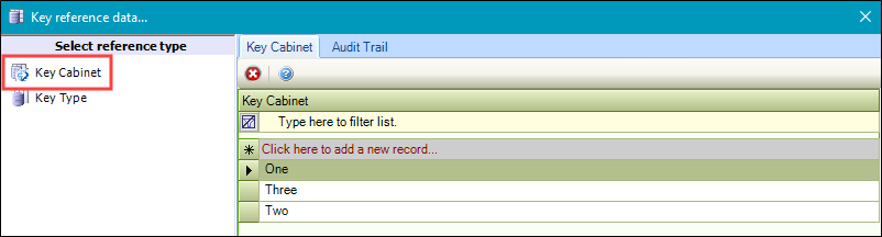 Key Cabinet reference data