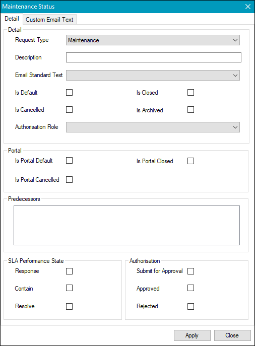 Add new Maintenance Status reference data