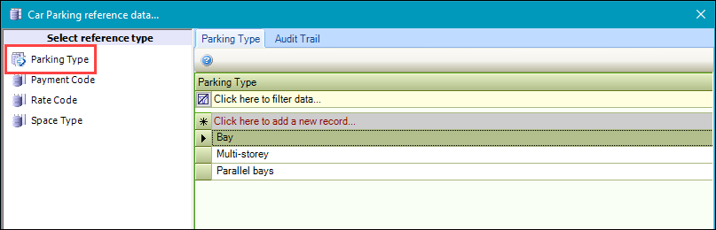 Parking Type reference data