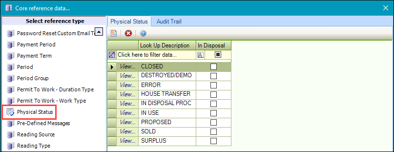 Physical Status reference data