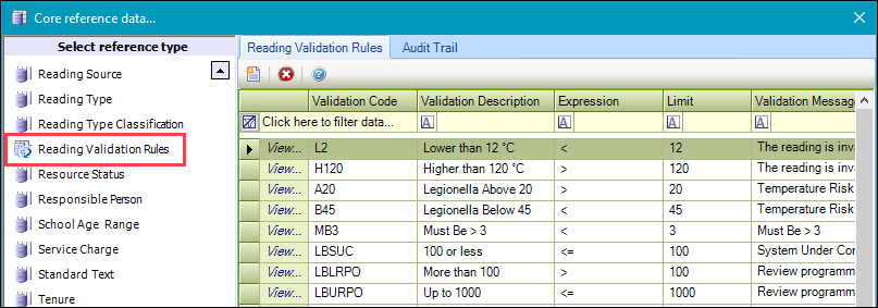 Reading Validation Rules reference data