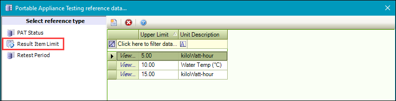 Result Item Limit reference data