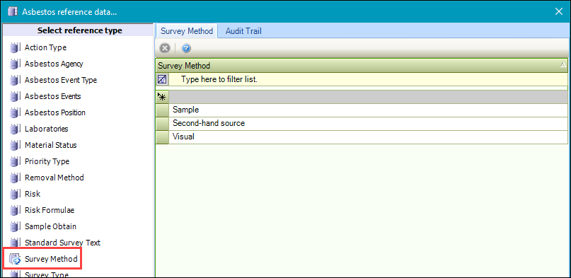 Survey Method reference data