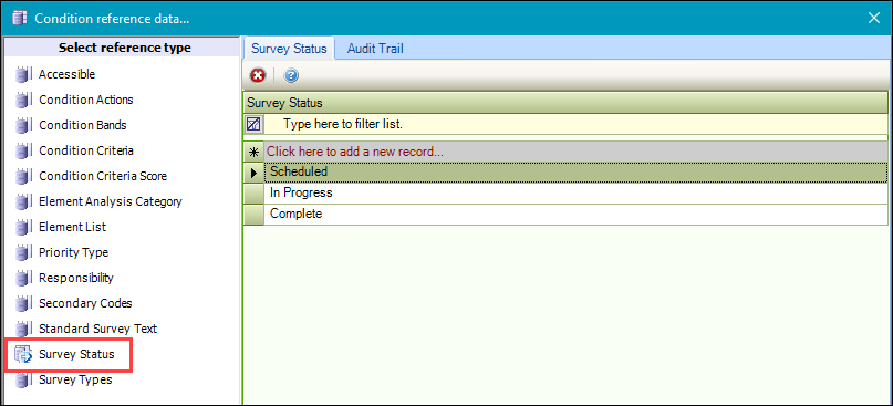 Survey Status reference data