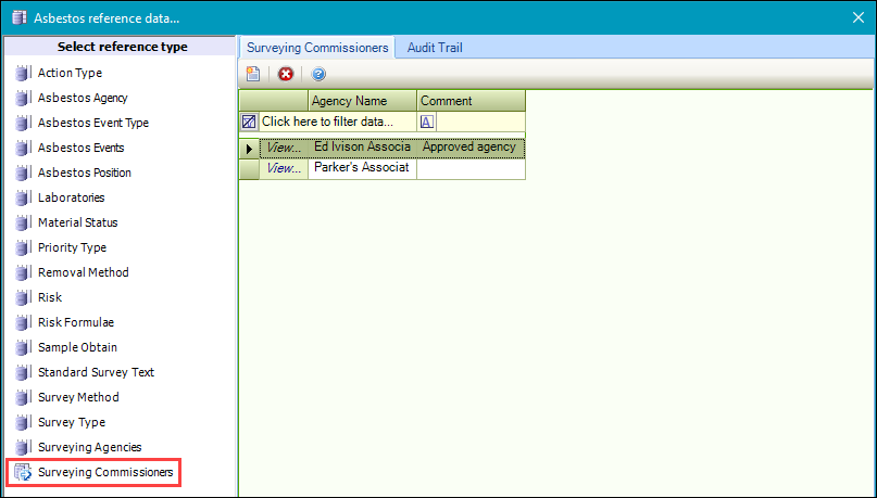 Surveying Commissioners reference data