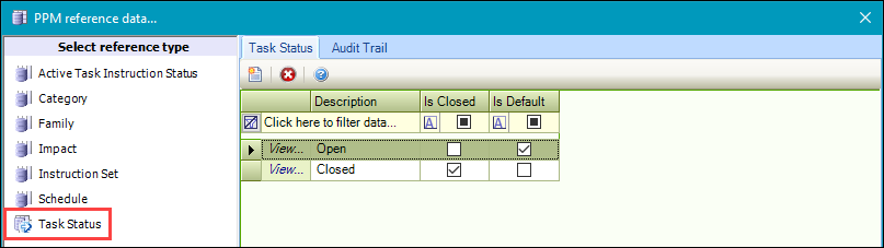 Task Status reference data