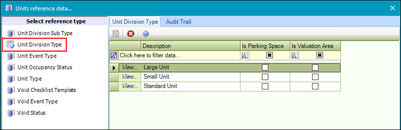 Unit Division Type reference data