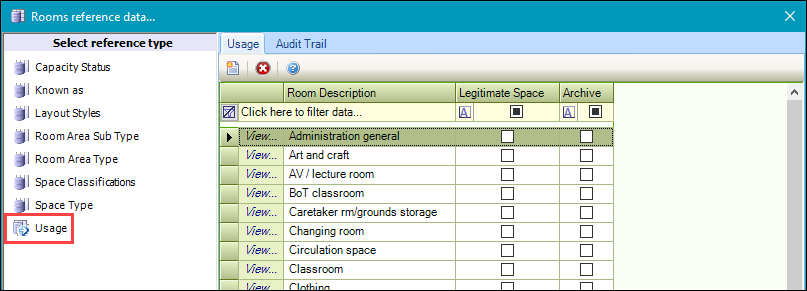 Usage reference data