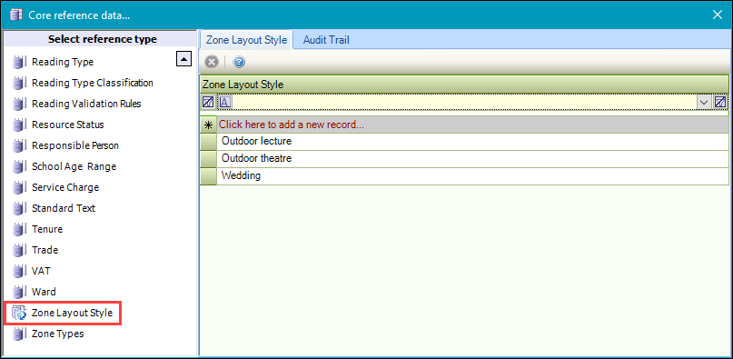 Zone Layout Style reference data