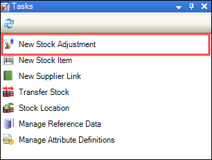 Tasks New Stock Adjustment