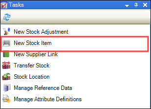 Tasks New Stock Item