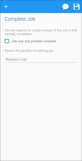 Compete Job screen