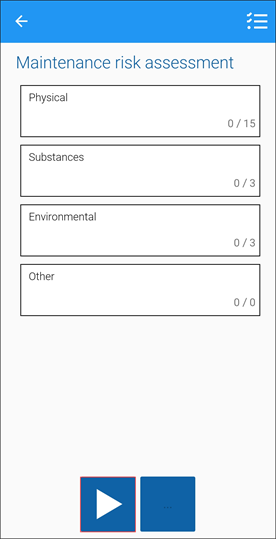 Maintenance risk assessment screen